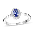 AAA Tanzanite, Diamond Ring in Rhodium Over Sterling Silver (Size 7.0) 0.60 ctw - Sticky add to cart bar