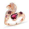 GP Trionfo Collection Premium Orissa Rhodolite Garnet and Multi Gemstone 2.30 ctw Horse Ring in 18K Vermeil Rose Gold Over Sterling Silver (Size 10.0) - Sticky add to cart bar
