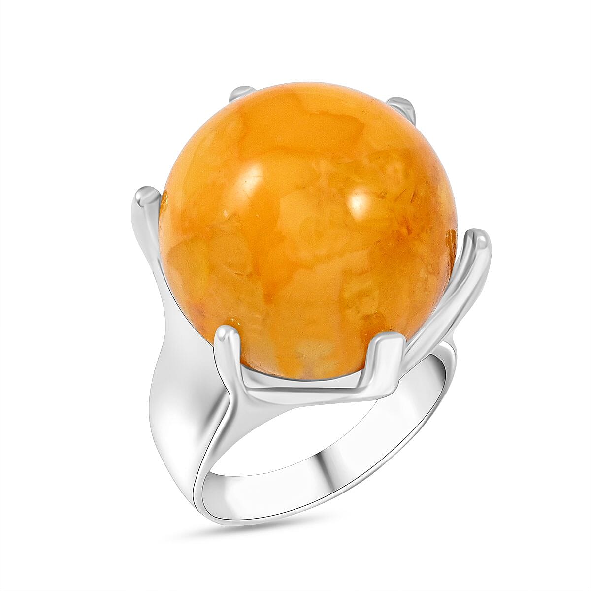 Butterscotch Amber Ring in Sterling Silver (Size 7.0) (1)