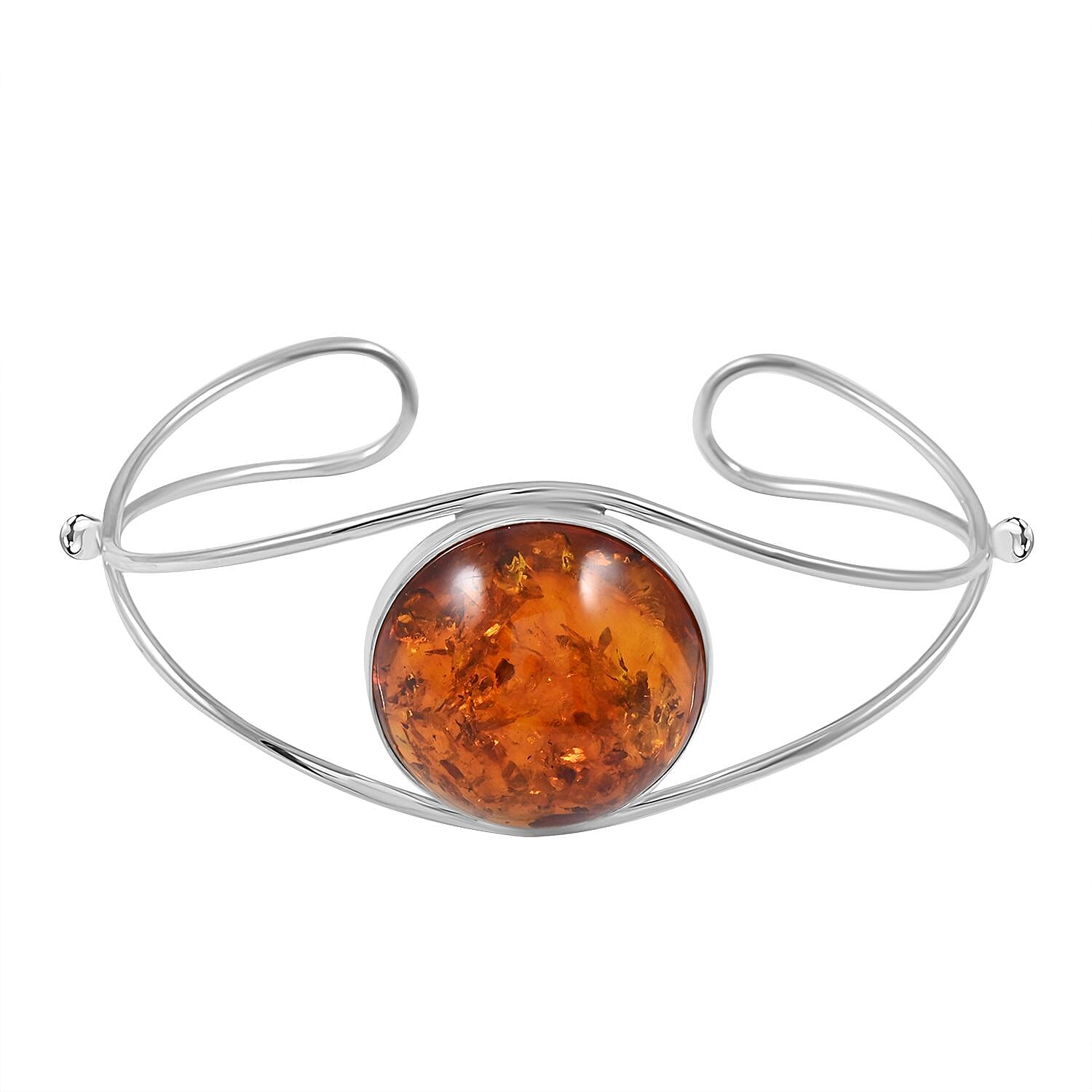 Baltic Amber Cuff Bracelet in Sterling Silver