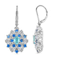 Cambodian Blue Zircon and Multi Gemstone 4.60 ctw Earrings in Rhodium Over Sterling Silver (Size 7.0) - Sticky add to cart bar