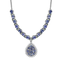 D'Joy Tanzanite and Multi Gemstone 7.50 ctw Petals Vine Necklace in Rhodium Over Sterling Silver 18-20 Inches