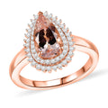Premium Marropino Morganite, Moissanite Ring in 18K Vermeil RG Sterling Silver (Size 6.0) 2.25 ctw - Sticky add to cart bar