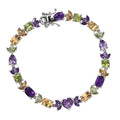 GP Royal Art Deco Collection Premium Rose De France Amethyst and Multi Gemstone 15.15 ctw Bracelet in Rhodium Over Sterling Silver (7.25 In) - Sticky add to cart bar