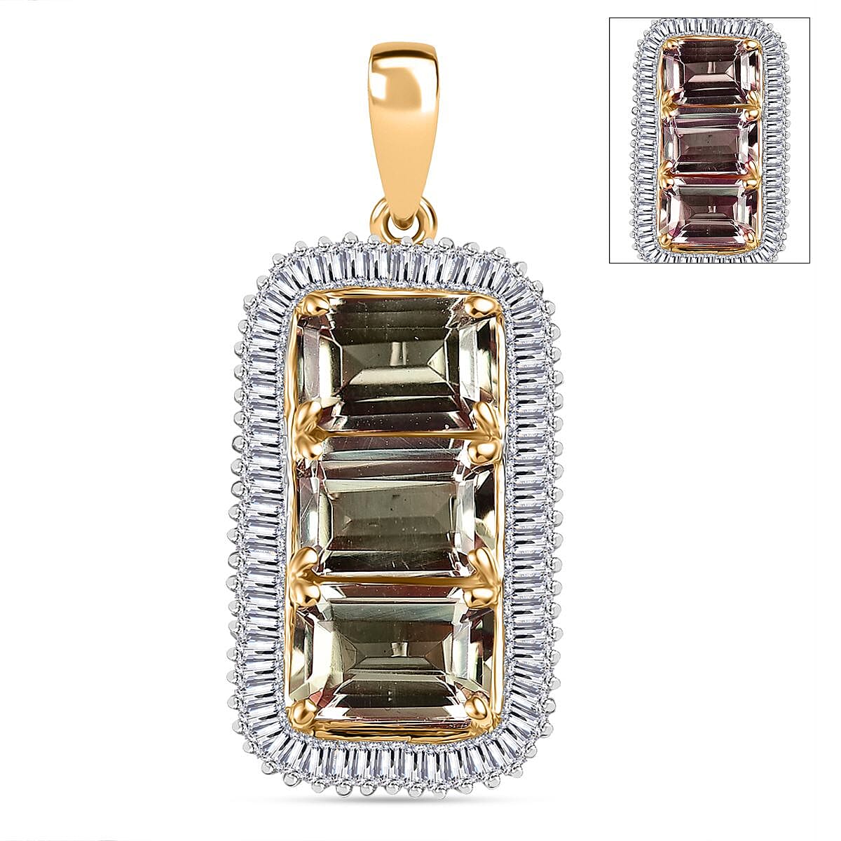 Certified & Appraised Luxoro AAA Turkizite and I2 Diamond 3.85 ctw Pendant in 14K Yellow Gold (Del. in 12-15 Business Days)