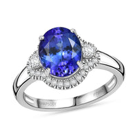 Rhapsody 950 Platinum AAAA Tanzanite, Diamond (E-F, VS) (0.35 cts) Ring (Size 8.0) (5.98 g) 3.00 ctw