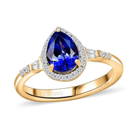 Luxoro 14K Yellow Gold AAA Tanzanite, Diamond (I2) (0.21 cts) Ring (Size 7.0) 1.50 ctw