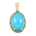 Luxoro Premium Sleeping Beauty Turquoise and Tsavorite Garnet 5.30 ctw Pendant without Chain in 10K Yellow Gold - Sticky add to cart bar