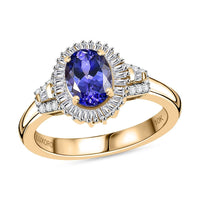 Luxoro 10K Yellow Gold Premium Tanzanite, Diamond (I2) (0.26 cts) Ring (Size 10.0) (4.09 g) 1.80 ctw