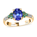 Luxoro 14K Yellow Gold AAA Tanzanite, Boyaca Colombian Emerald and Diamond (I2) Ring (Size 10.0) (4.08 g) 2.00 ctw - Sticky add to cart bar
