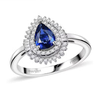 Rhapsody 950 Platinum AAAA Ceylon Blue Sapphire, Diamond (E-F, VS) (0. 30 cts) Ring (Size 10.0) (4.30 g) 1.25 ctw