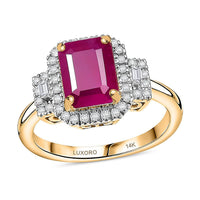 Luxoro 14K Yellow Gold AAA Royal Ruby, Diamond (I2) (0. 25 cts) Ring (Size 10.0) (4.48 g) 2.75 ctw