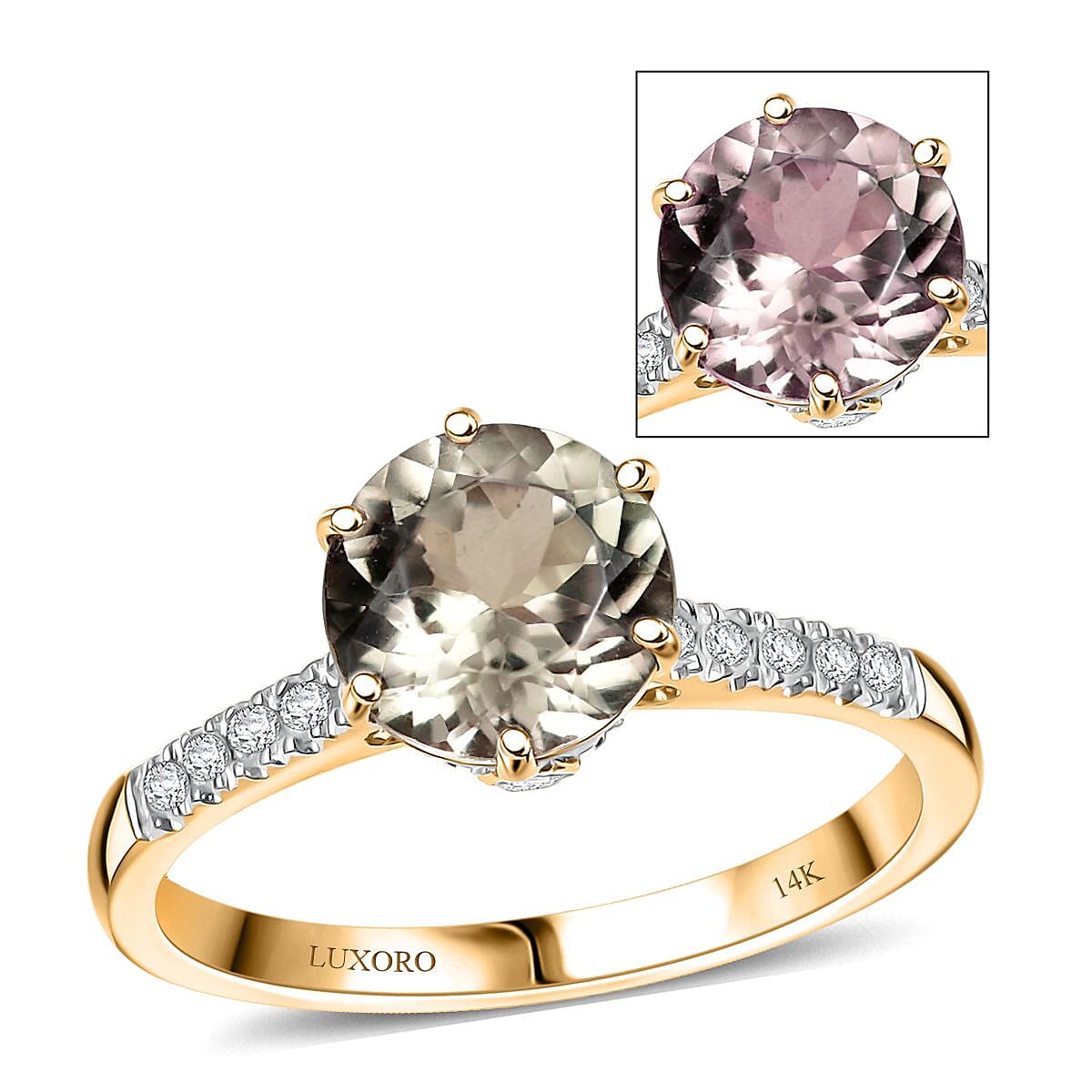 Luxoro 14K Yellow Gold AAA Turkizite, Diamond (I2) (0.27 cts) Ring (Size 10.0) 2.15 ctw (1)