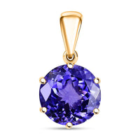 18K Yellow Gold AAA Tanzanite Solitaire Pendant without Chain 4.45 ctw