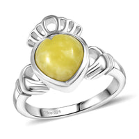 Connemara Marble Heart Ring in Rhodium Over Sterling Silver (Size 10.0) 2.80 ctw