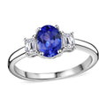 Premium Tanzanite and Luxuriant Lab Grown Diamond (VS) 1.30 ctw Statement Ring in Rhodium Over Sterling Silver (Size 10.0) - Sticky add to cart bar
