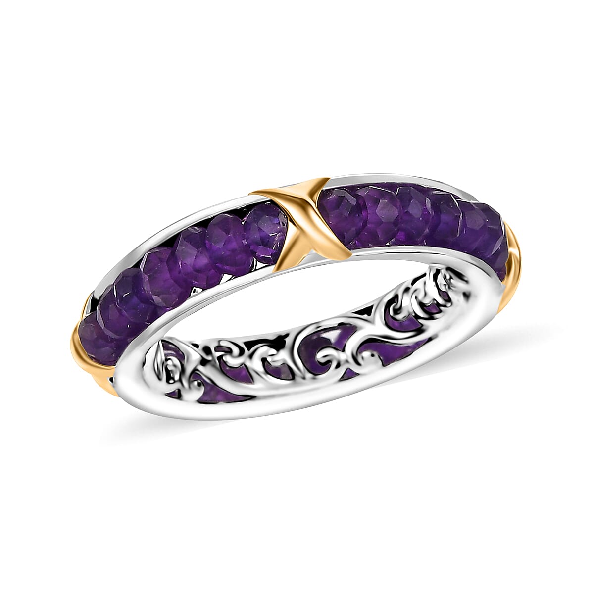 Karis African Amethyst Ring in 18K YG Plated and Platinum Bond (Size 1
