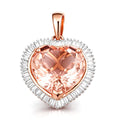 AAA Marropino Morganite and Diamond G-H I2 5.40 ctw Heart Pendant without Chain in 14K Rose Gold - Sticky add to cart bar