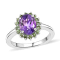 Premium Moroccan Amethyst and Tsavorite Garnet 2.20 ctw Ring in Rhodium Over Sterling Silver (Size 10.0) - Sticky add to cart bar