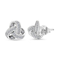 Luxuriant Lab Grown Diamond G-H SI 0.20 ctw Knot Earrings in Rhodium Over Sterling Silver - Sticky add to cart bar