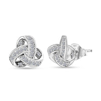 Luxuriant Lab Grown Diamond G-H SI 0.20 ctw Knot Earrings in Rhodium Over Sterling Silver