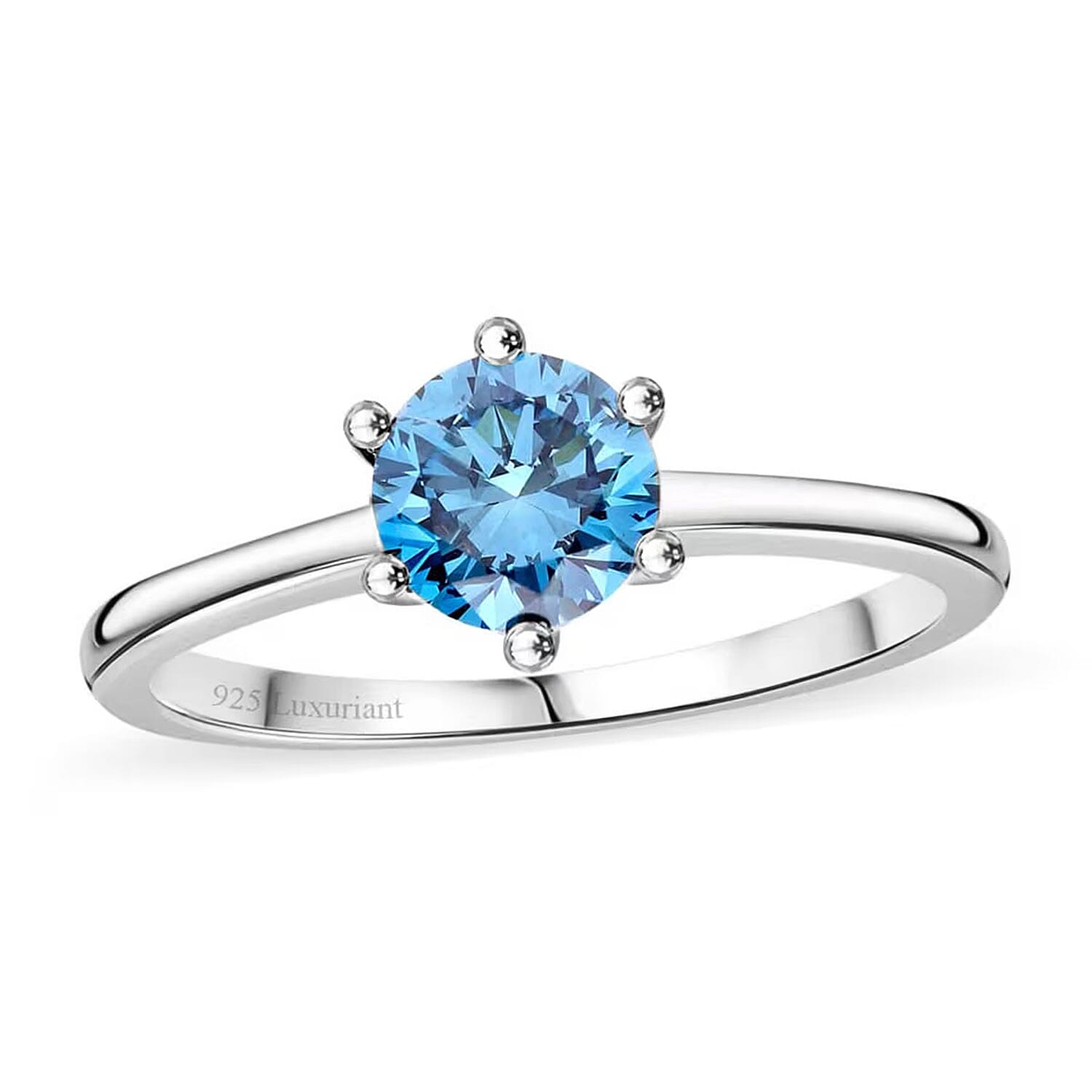 Luxuriant Lab Grown Blue Diamond (VS) Solitaire Ring in Sterling Silver (Size 10.0) 1.10 ctw