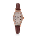 Strada Austrian Crystal Japanese Movement Watch with Dark Brown Faux Leather Strap - Sticky add to cart bar