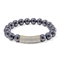 Terahertz and Austrian Crystal 126.00 ctw Beaded Bracelet (Adjustable) in 18K YG Plated