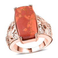 Karis Mojave Orange Turquoise 11.00 ctw Solitaire Ring in 18K RG Plated (Size 10.0)