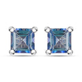 D'Joy Neptune Garden Mystic Topaz 0.85 ctw Solitaire Stud Earrings in Rhodium Over Sterling Silver - Sticky add to cart bar