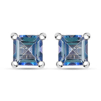 D'Joy Neptune Garden Mystic Topaz 0.85 ctw Solitaire Stud Earrings in Rhodium Over Sterling Silver