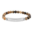 Tigers Eye Beaded Adjustable Bracelet in Stainless Steel 40.00 ctw - Sticky add to cart bar