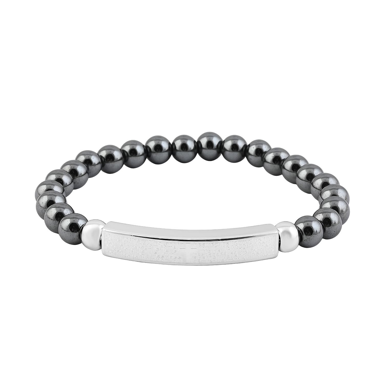 Hematite Beaded Adjustable Bracelet in Stainless Steel 109.30 ctw