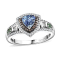 Peacock Tanzanite, Multi Gemstone Ring in Rhodium Over Sterling Silver (Size 10.0) 2.65 ctw - Sticky add to cart bar
