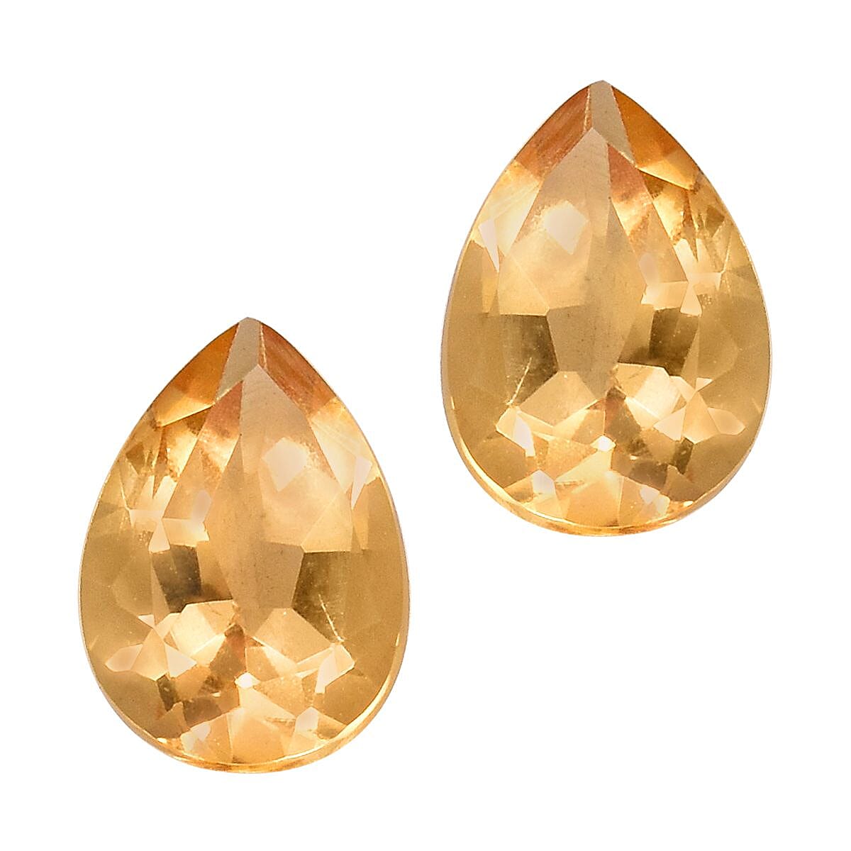 Brazilian Citrine Set of 2 (Pear 10x7 mm) 3.27 ctw