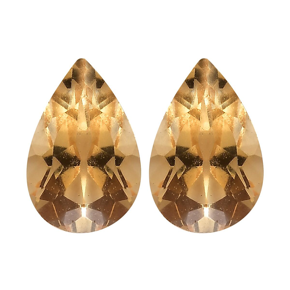 Brazilian Citrine Set of 2 (Pear 6x4 mm) 0.75 ctw