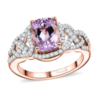 Martha Rocha Kunzite and Moissanite 3.20 ctw Ring in 18K Vermeil Rose Gold Over Sterling Silver (Size 10.0)