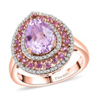 Martha Rocha Kunzite and Multi Gemstone 3.10 ctw Ring in 18K Vermeil Rose Gold Over Sterling Silver (Size 6.0)