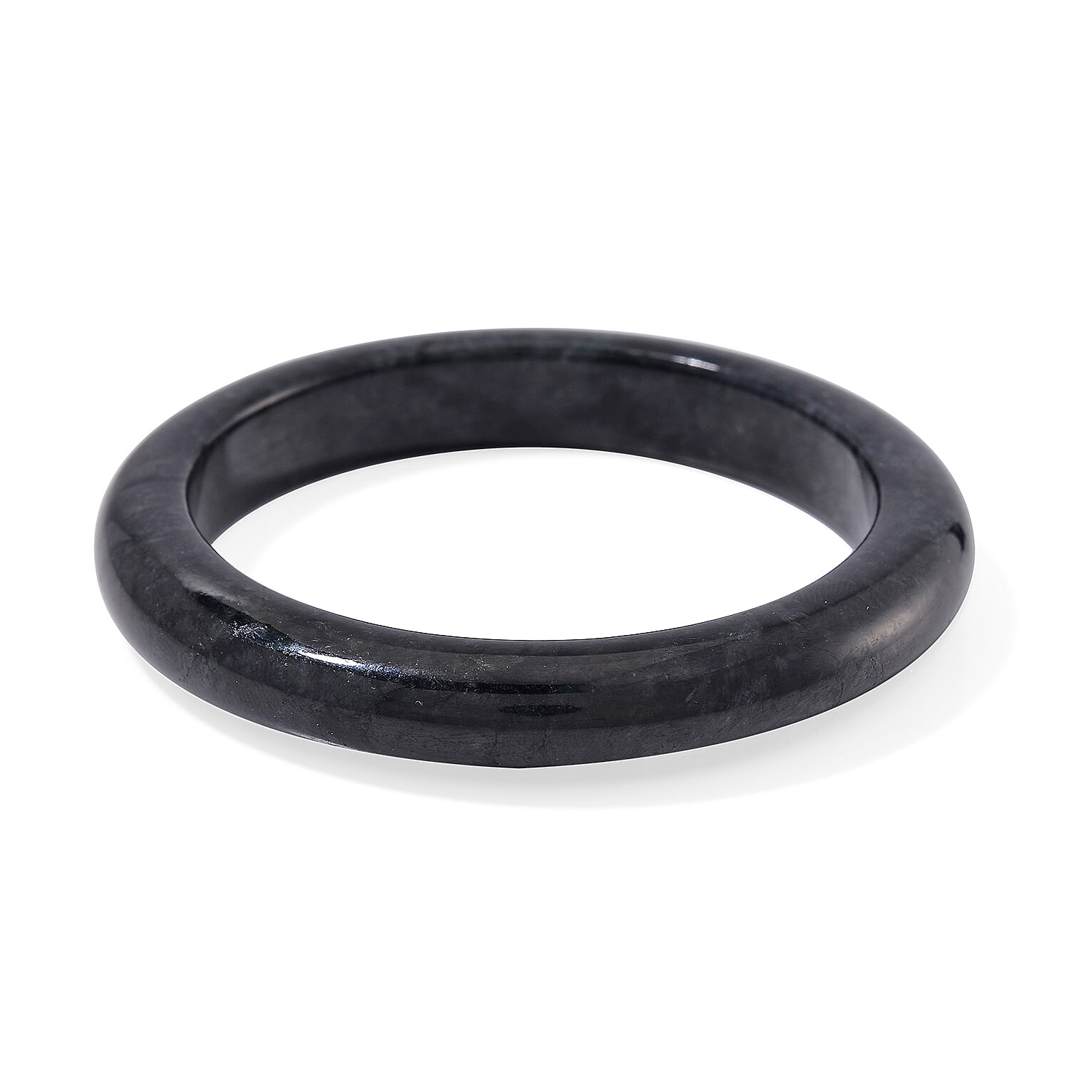 Natural Black Jade 280.00 ctw Bangle Bracelet (7.00 In)