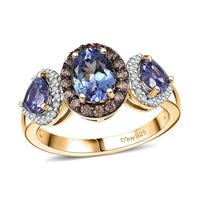 Peacock Tanzanite, Multi Gemstone Ring in 18K Vermeil YG Over Sterling Silver (Size 10.0) 3.00 ctw