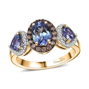 Peacock Tanzanite, Multi Gemstone Ring in 18K Vermeil YG Over Sterling Silver (Size 10.0) 3.00 ctw - Product card gallery slide 1 (10177876590905)