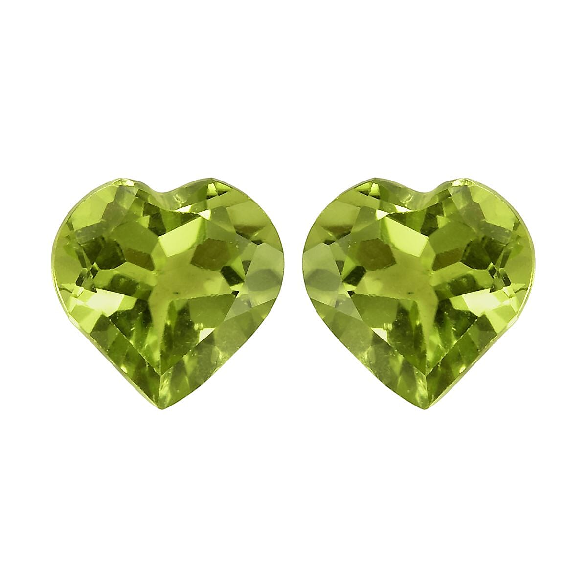 AA Hebei Peridot Set of 2 (Heart 7 mm) 2.36 ctw