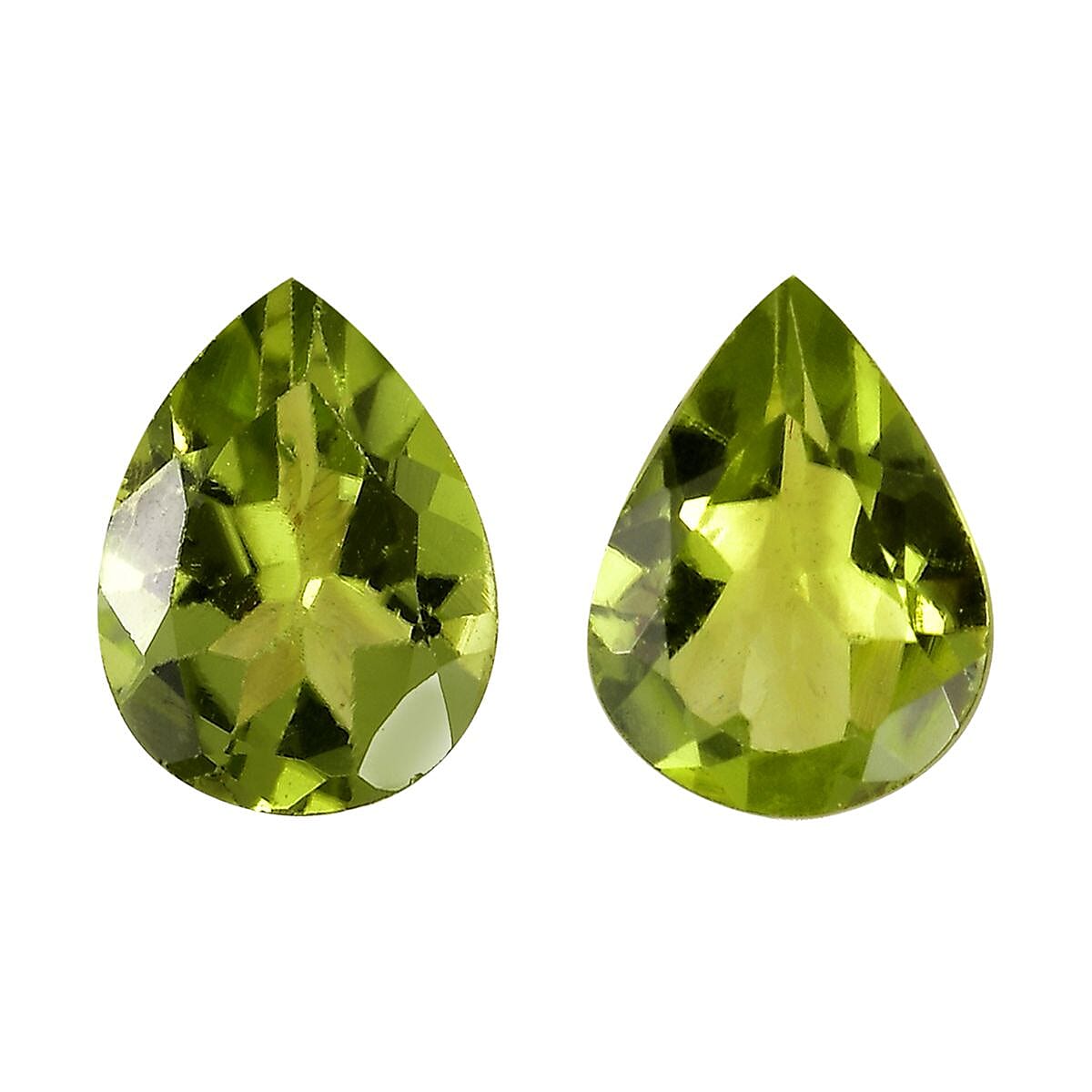 Hebei Peridot Set of 2 (Pear 8x6 mm) 1.91 ctw