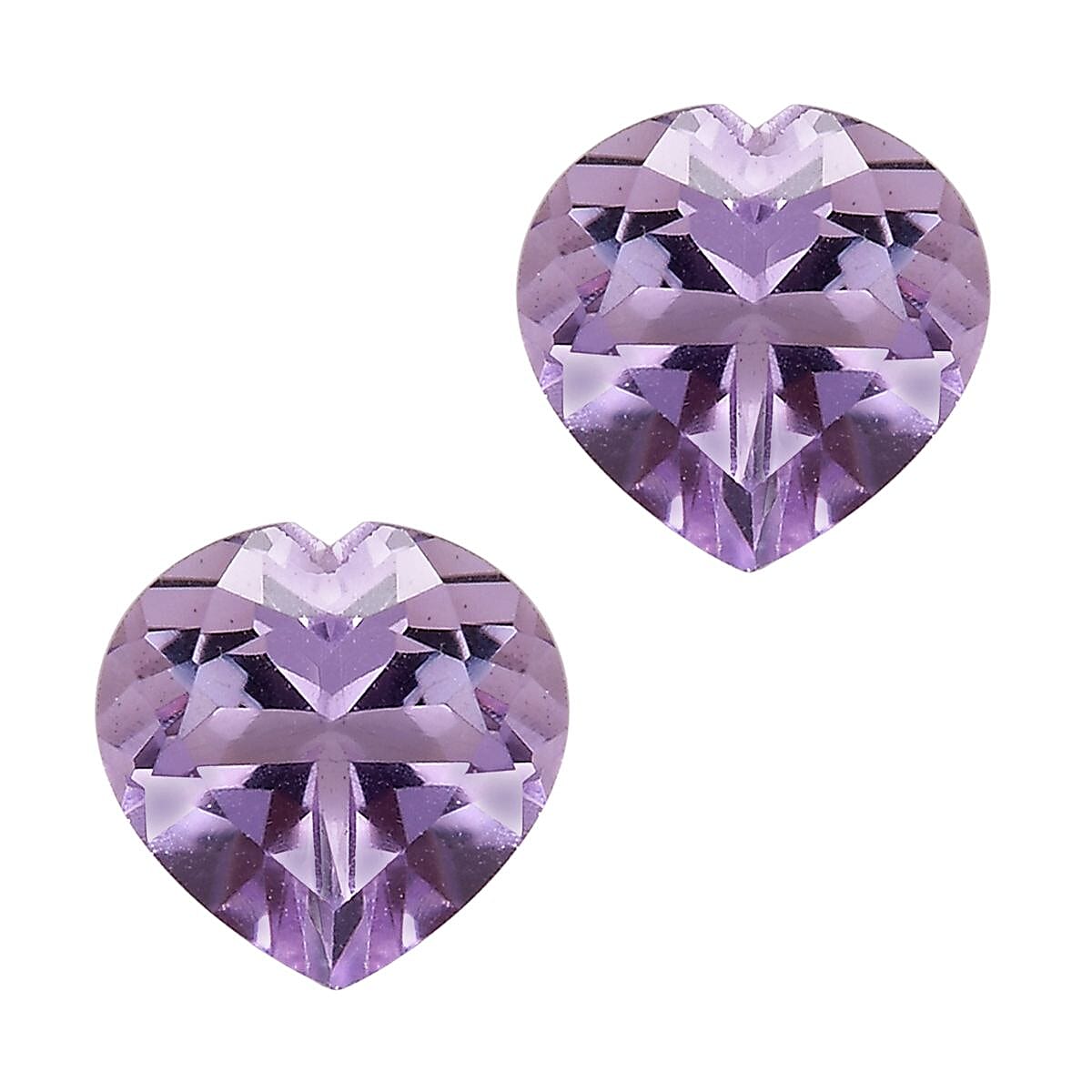 Rose De France Amethyst Set of 2 (Hrt 5 mm) 0.80 ctw