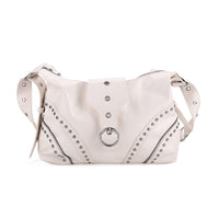 Black Faux Leather Stylish Riveted Hobo Bag with Shoulder Strap