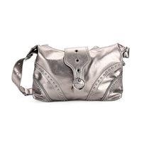 Black Faux Leather Stylish Riveted Hobo Bag with Shoulder Strap