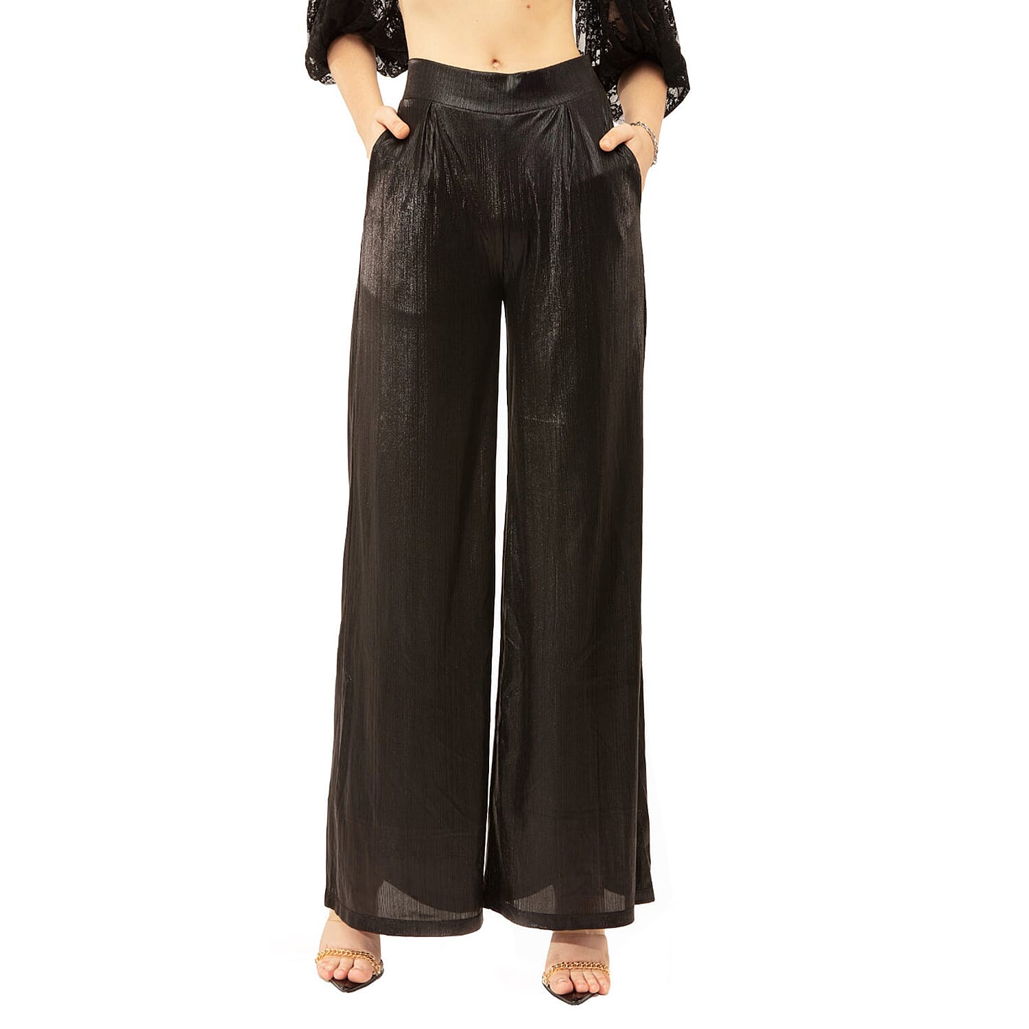 Sentimental NY Silver Metallic Liquid Shine Pant - Small