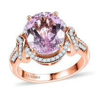 Luxoro Premium Martha Rocha Kunzite and G-H I2 Diamond 6.25 ctw Ring in 10K Rose Gold (Size 6.0)