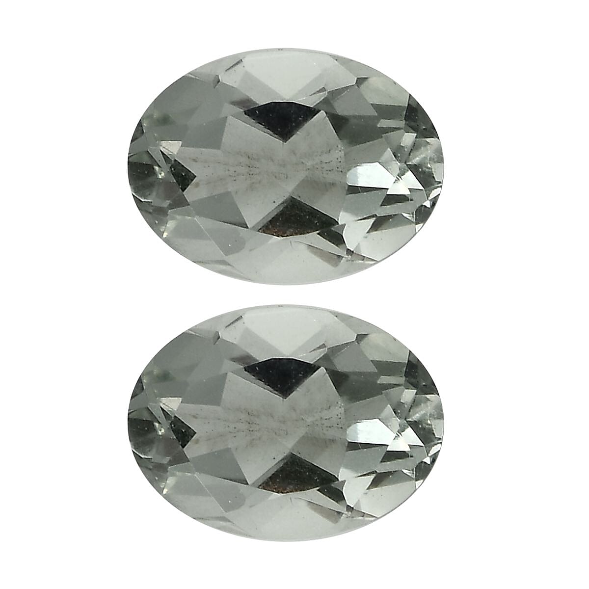 Montezuma Prasiolite Set of 2 (Oval 7x5 mm) 1.35 ctw