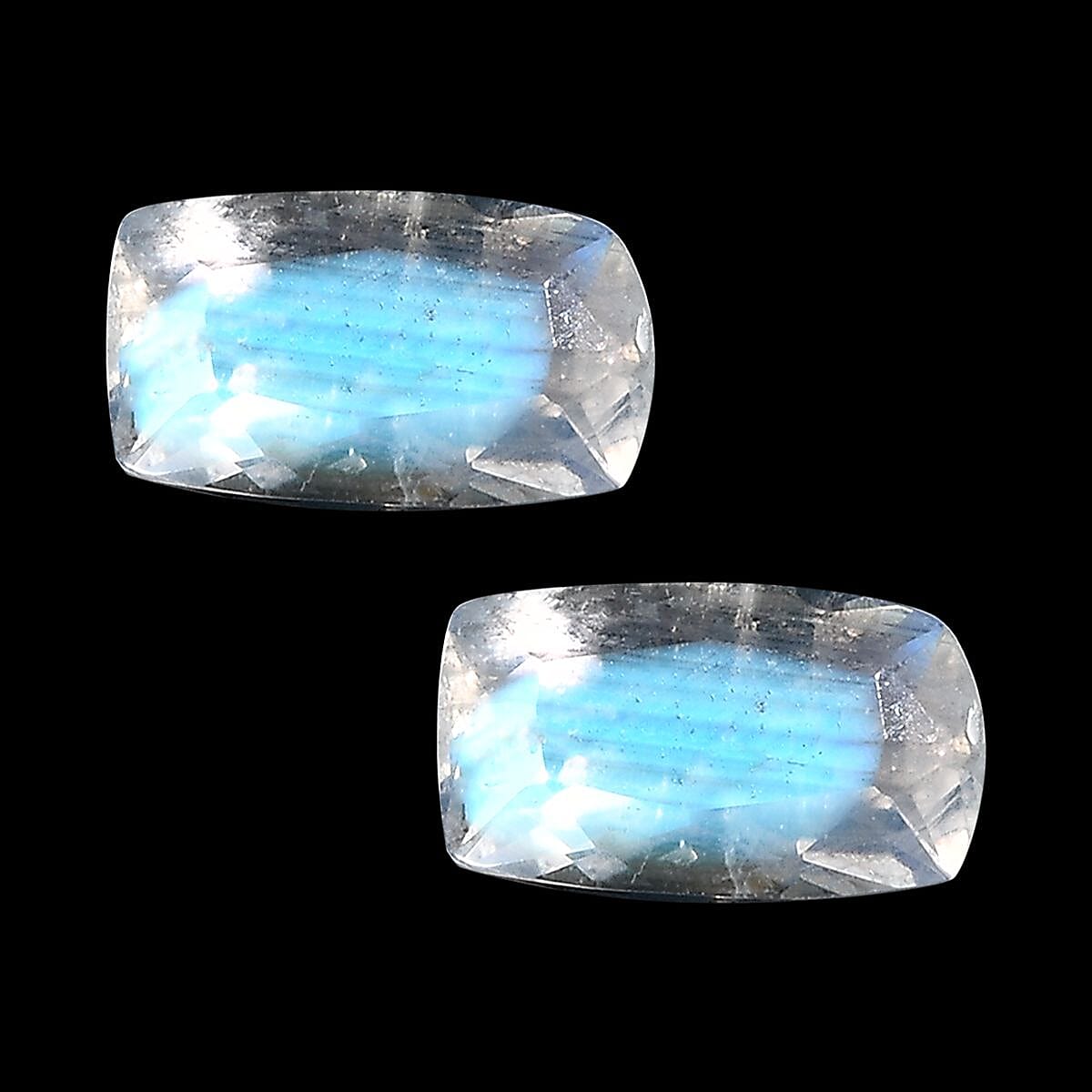AAA Rainbow Moonstone Set of 2 (Cushion 5x3 mm) 0.42 ctw